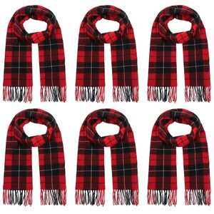 6 Pcs Christmas Buffalo Plaid Scarf Faux Cashmere Tartan Scarf Shawls 1833